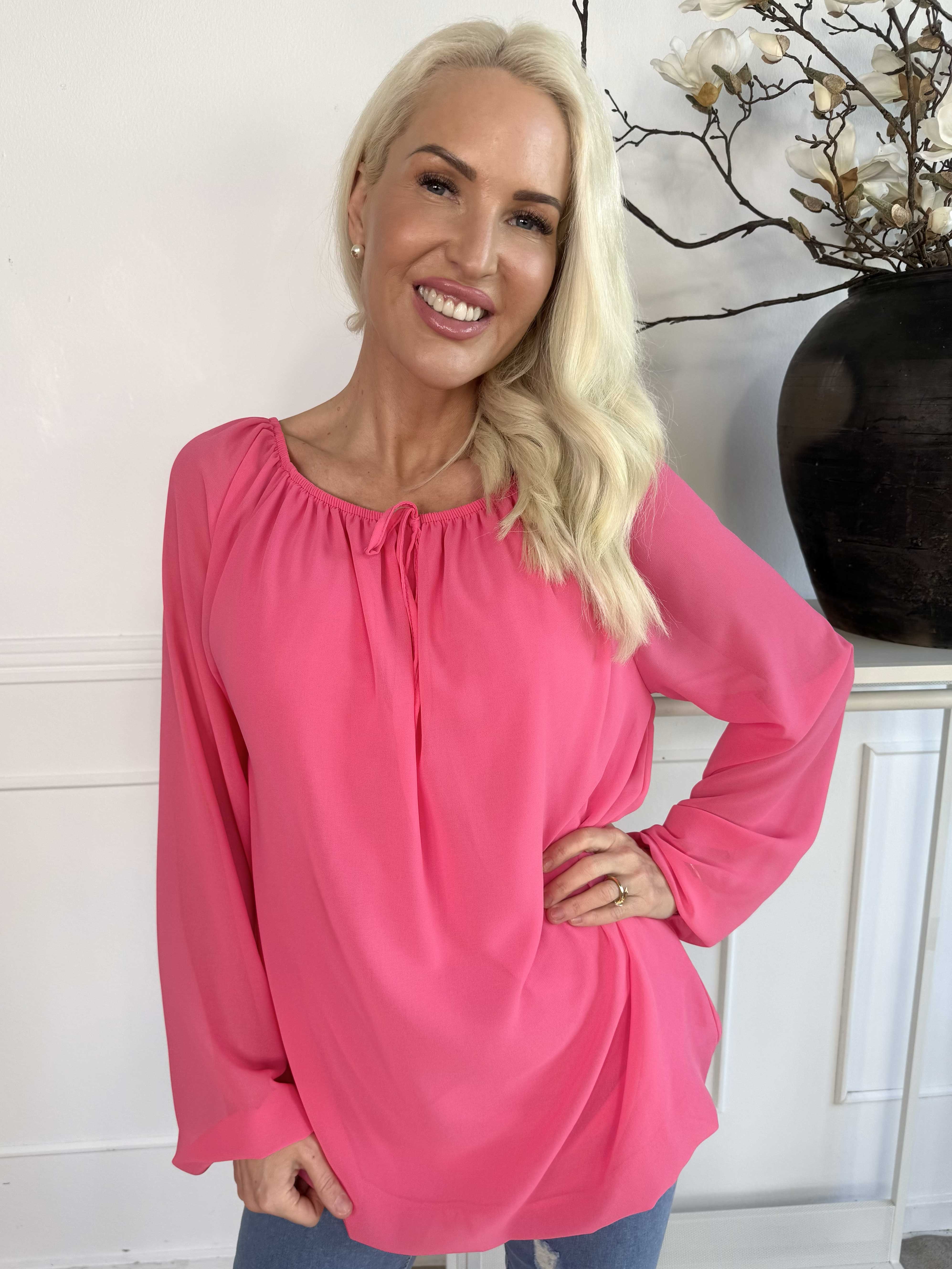 Stef - Fin tunika i chiffonlag med elastikkant